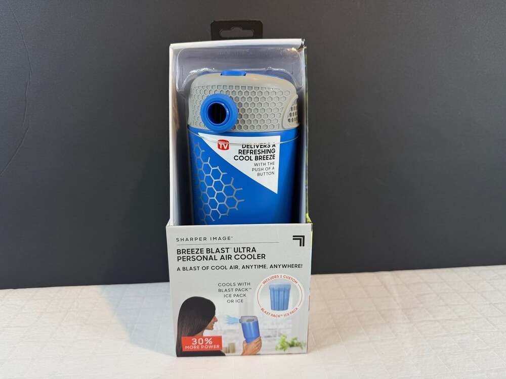 Breeze Blast by Sharper Image-Personal Air Cooler, Portable, Rechargeable, Blue